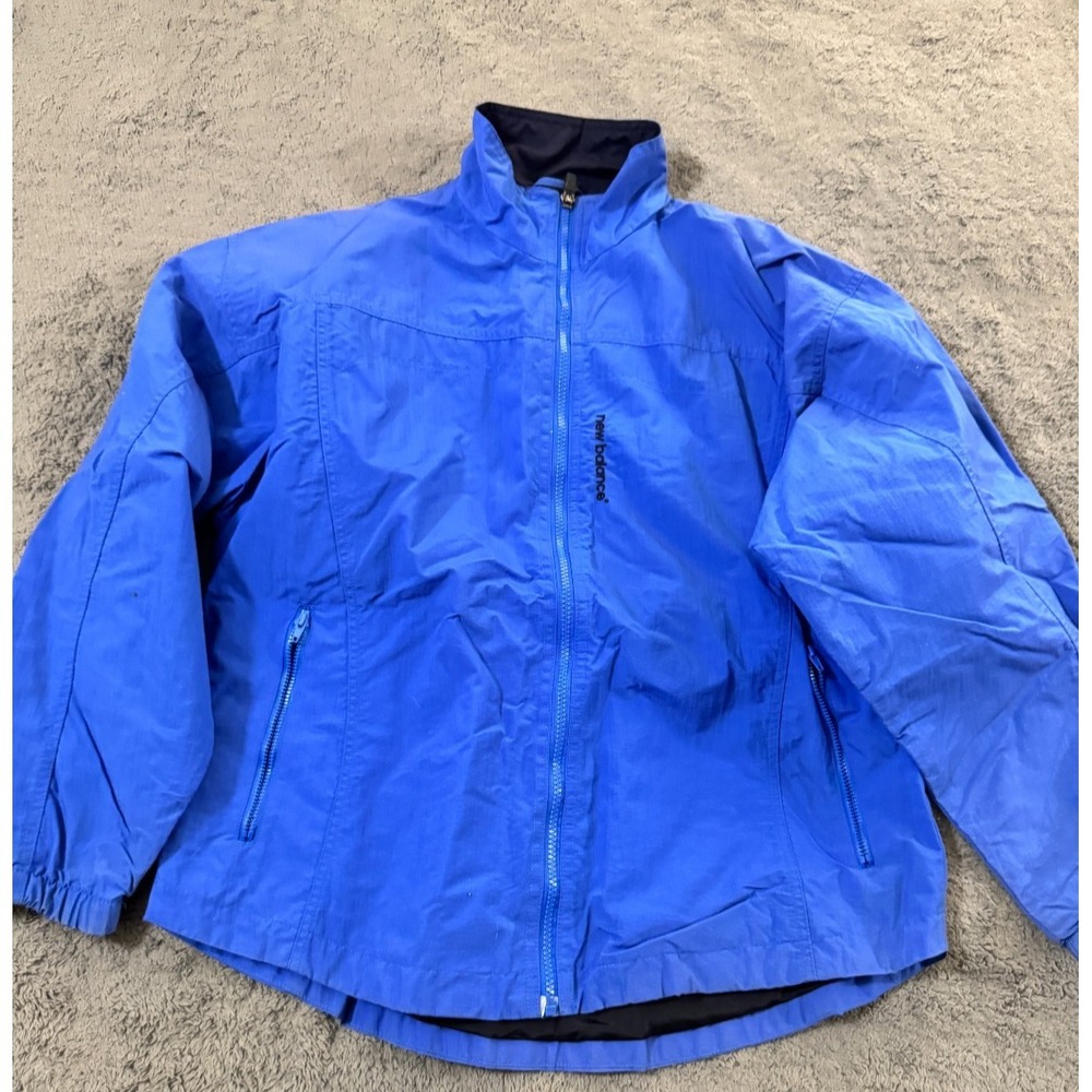 New Balance Windbreaker Jacket Mens M Blue Full Zip Pocket 90s Vintage
